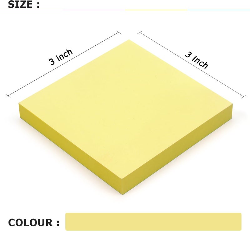 Eastern Wolf Sticky Notes 3x3 Self-Stick Notes Bright Colors Sticky Notes 4 Pads 100 Sheets/Pad (Yellow) - Image 3